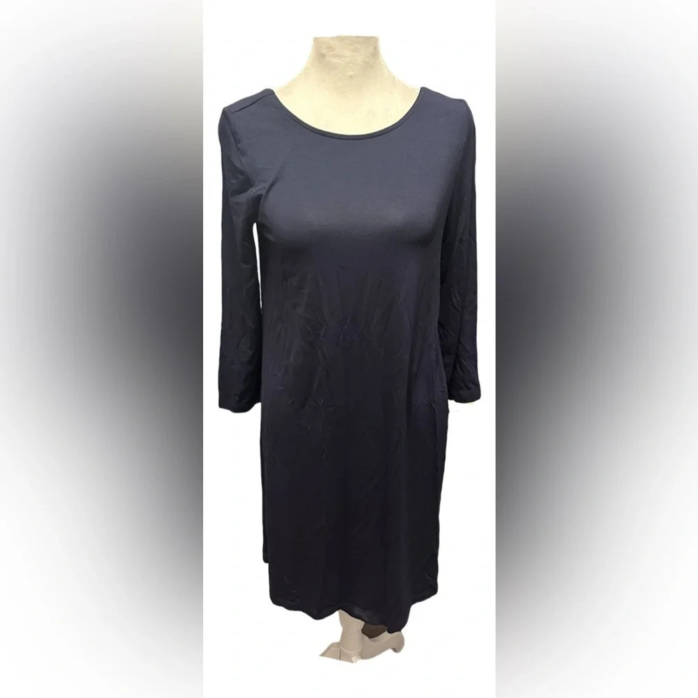 Lilly Pulitzer Navy Blue Shift Dress Women S long Sleeve Round Neck Beach 28188